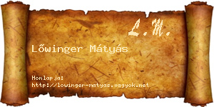 Lőwinger Mátyás névjegykártya