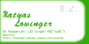 matyas lowinger business card